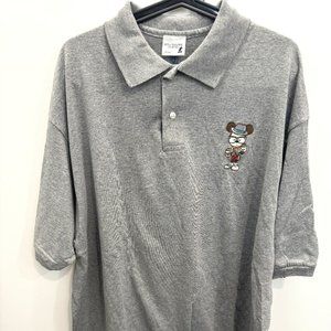 DISNEY Cast Exclusive Mens 2XL Embroidered Hipster Mickey Polo Shirt Gray